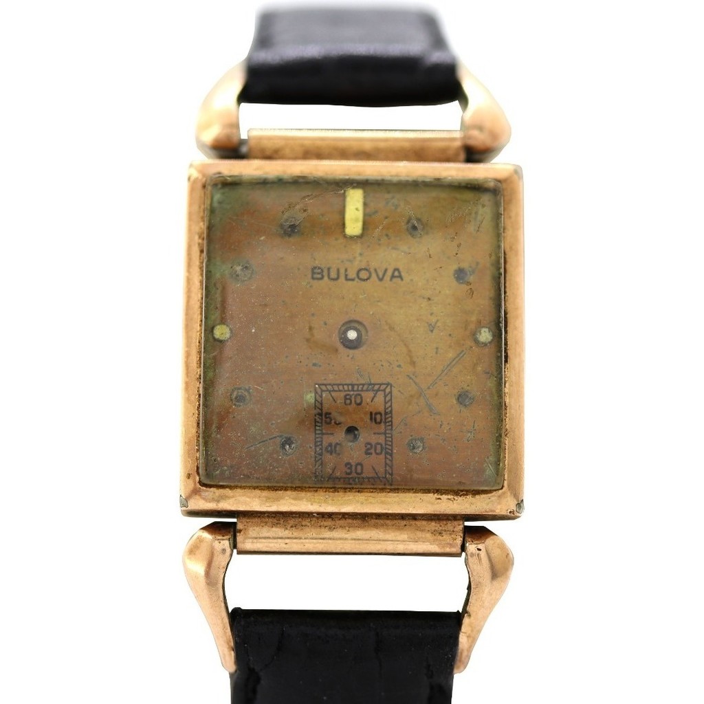 Relogio Pulso Bulova Calibre 47 Folheado A Ouro 14k J22489 Preto Dourado Bronze