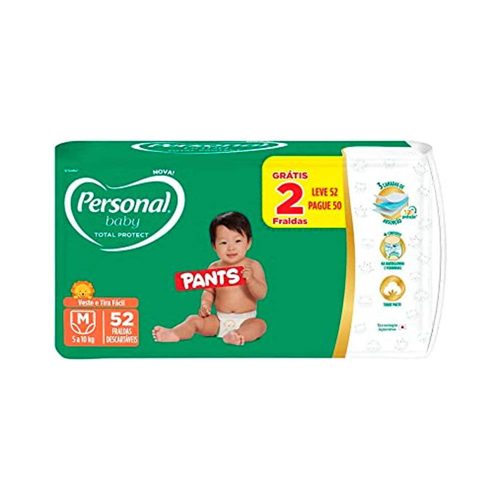 Fralda Personal Baby Total Protect Pants M Leve 52 Pague 50 em Oferta na Shopee