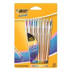 Caneta Esferográfica BIC Cristal Fina Fashion 10 Unidades Escrita Fina - 530009