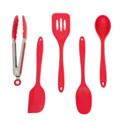 Kit de Utensílios de Silicone com 5 Peças Vermelho - Oikos