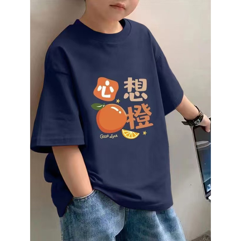 Crianças crianças meninos 2025 puro algodão manga curta camiseta verão novo estilo médio grande crianças Casual impresso