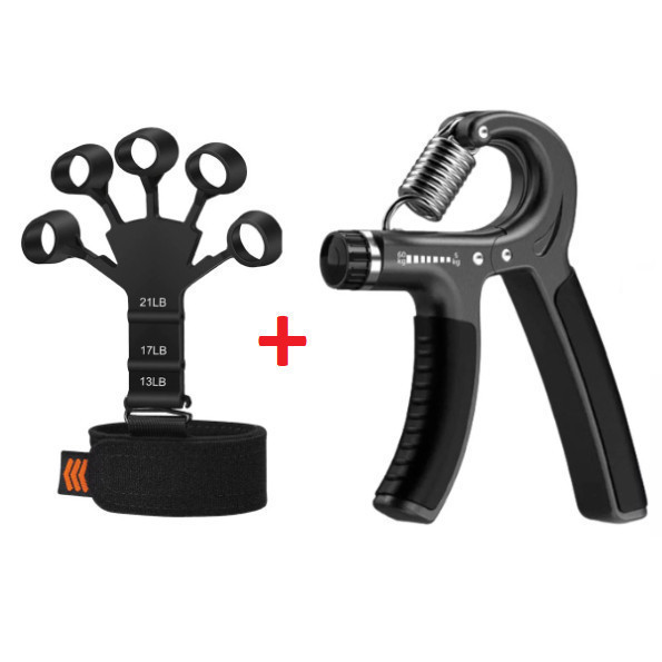 Kit Hand Grip + Flexor de Dedos Punho Ajustável Fisioterapia Exercício para Mãos
