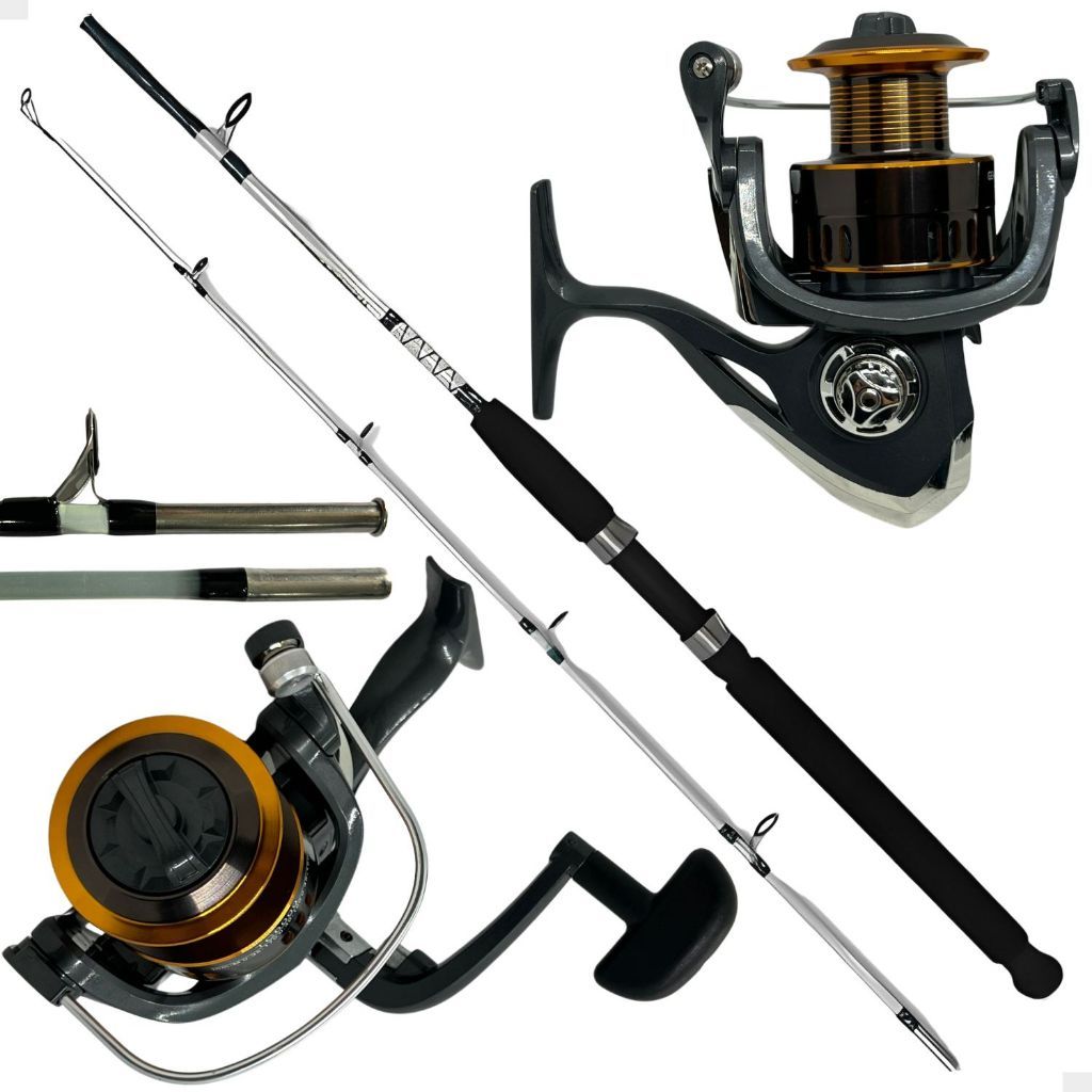 Kit de Pesca Vara Fibra Vidro Maciça 35 Lbs + Molinete 4000 Carretel de Alumínio E Drag de 10 kgs