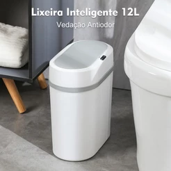 Lixeira Automática 12 Litros Sensor Infravermelho Tampa Para Cozinha Banheiro Escritório Quarto comecio
