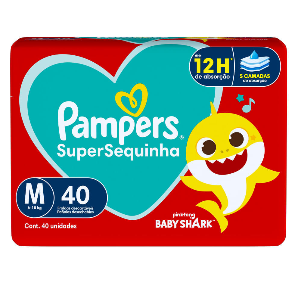 Fralda Descartável Pampers Supersequinha Mega M 40 Unidades em Oferta na Shopee
