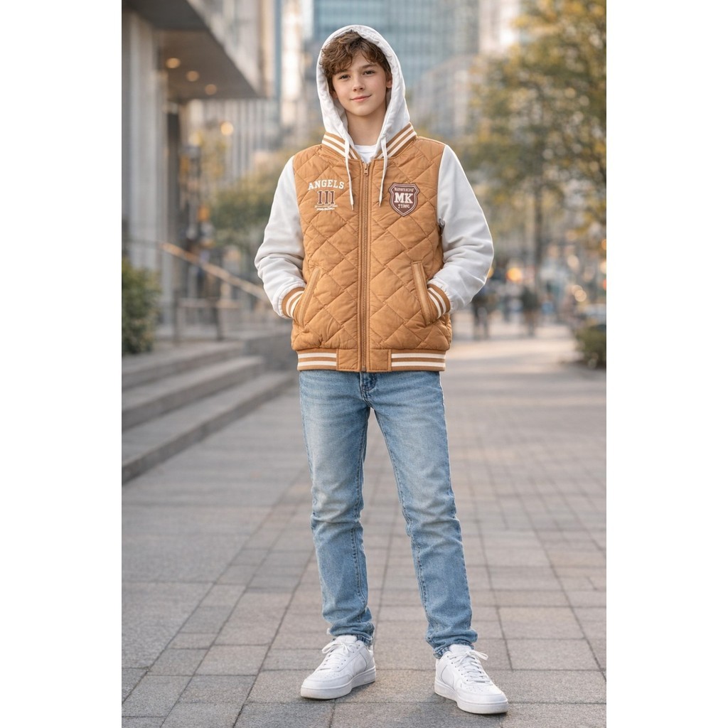Jaqueta Puffer com Capuz Removível – Moda Masculina Juvenil Inverno Confortável Forrada Tendência
