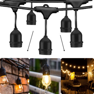Varal de Luzes Cordão de Iluminação 10 Soquetes Preto 10m ZHENG-LED em Oferta na Shopee