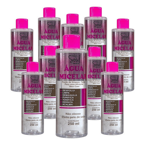 Kit 10x Água Micelar Demaquilante Skin Care Soul Cosméticos