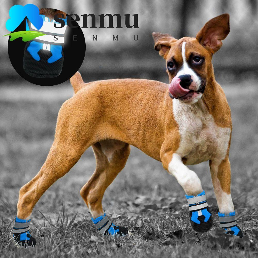 SENMU 4 Unidades/Conjunto Botas De Chuva Antiderrapantes Para Cães , Calçados Esportivos Ao Ar Livre Respiráveis Reflexi