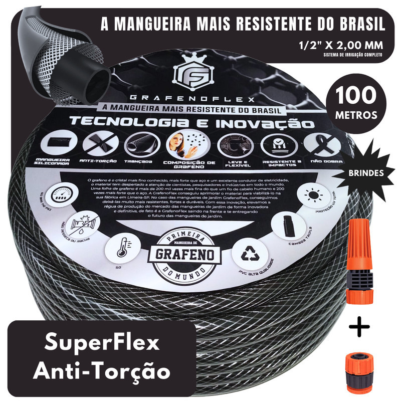 Mangueira Jardim 1/2 Antitorção 100 Mt GrafenoFlex New Profissional