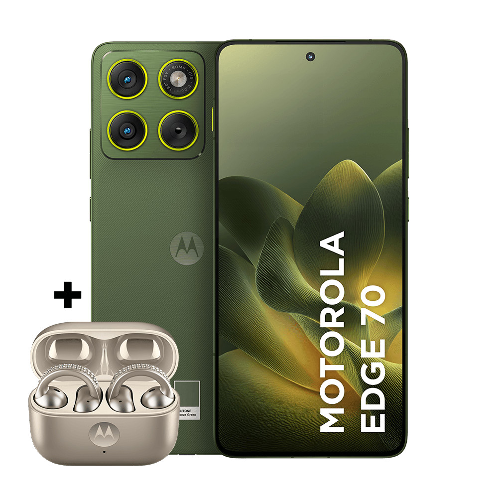 Kit Smartphone Motorola Edge 70 5G 512GB + Fone Bluetooth Moto Buds Loop Champagne Swarovski