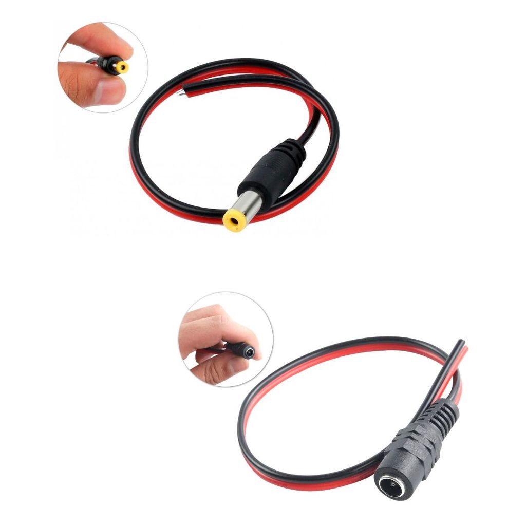 Par Conector Plug P4 Macho e Fêmea KIT Com Rabicho ou Borne Para Fita LED Fonte CFTV