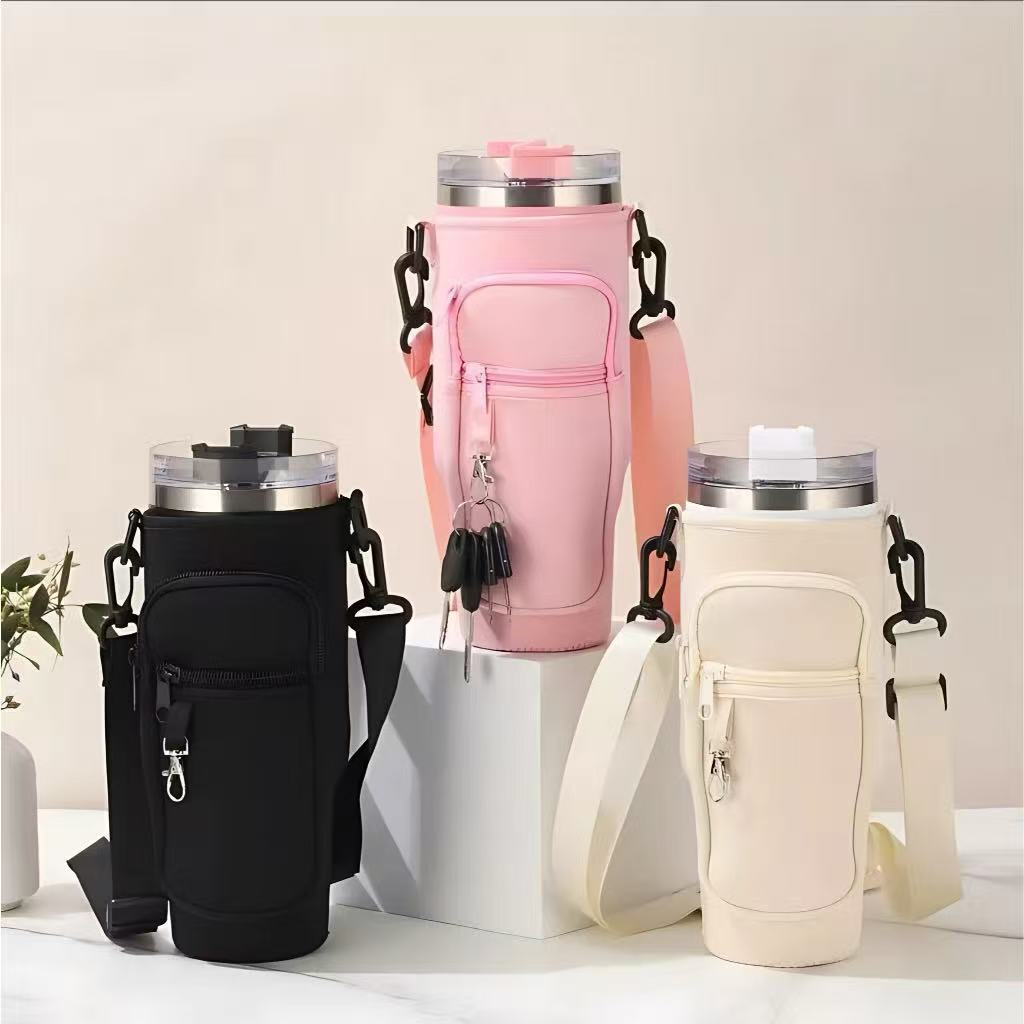 Bolsa Porta Garrafas De Água Compatível Com Copo 40oz 1,2 Litro Para Celular Chaveiro Com Alça De Ombro Ajustável H-1.2L