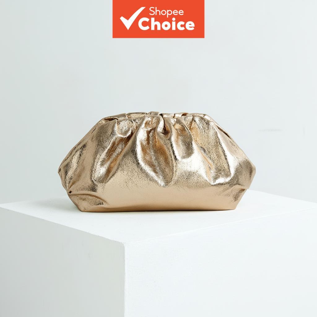  Nova bolsa feminina, bolsa nuvem dourada, bolsa de bolinho, bolsa de mão, bolsa de jantar, bolsa portátil