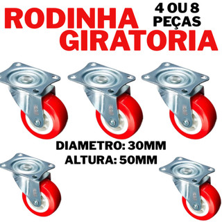 Kit 4 Ou 8 Rodízio Giratório 38MM Ideal Para Moveis Rodinha Anti Risco Rotação 360