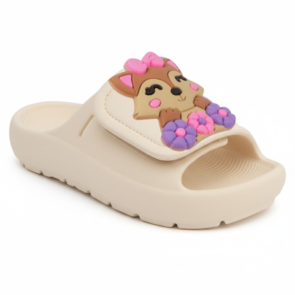 Sandália Chinelo Slide Infantil Menina Raposinha Ajustável Confortável Antiderrapante