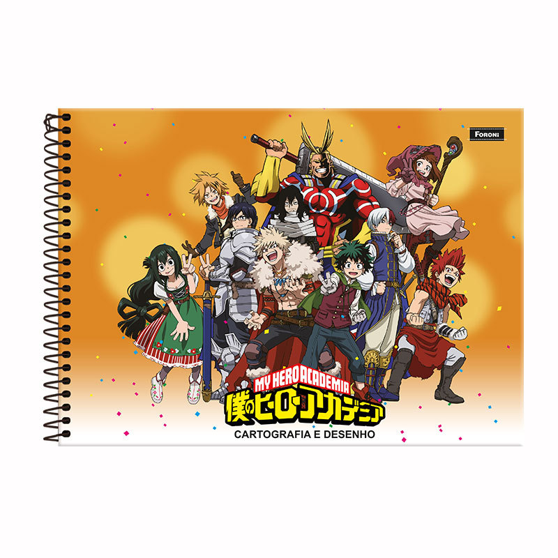 Caderno espiral capa dura cartografia 80 folhas My Hero Academia Foroni