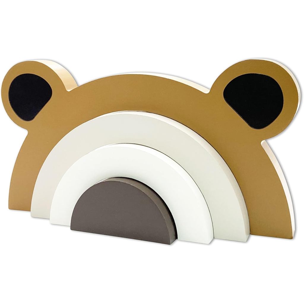 Decoração de Urso de Madeira Arco-Íris, Decoração de Urso de Madeira Arco-Íris para Quarto Infantil, Decoração de Berçár