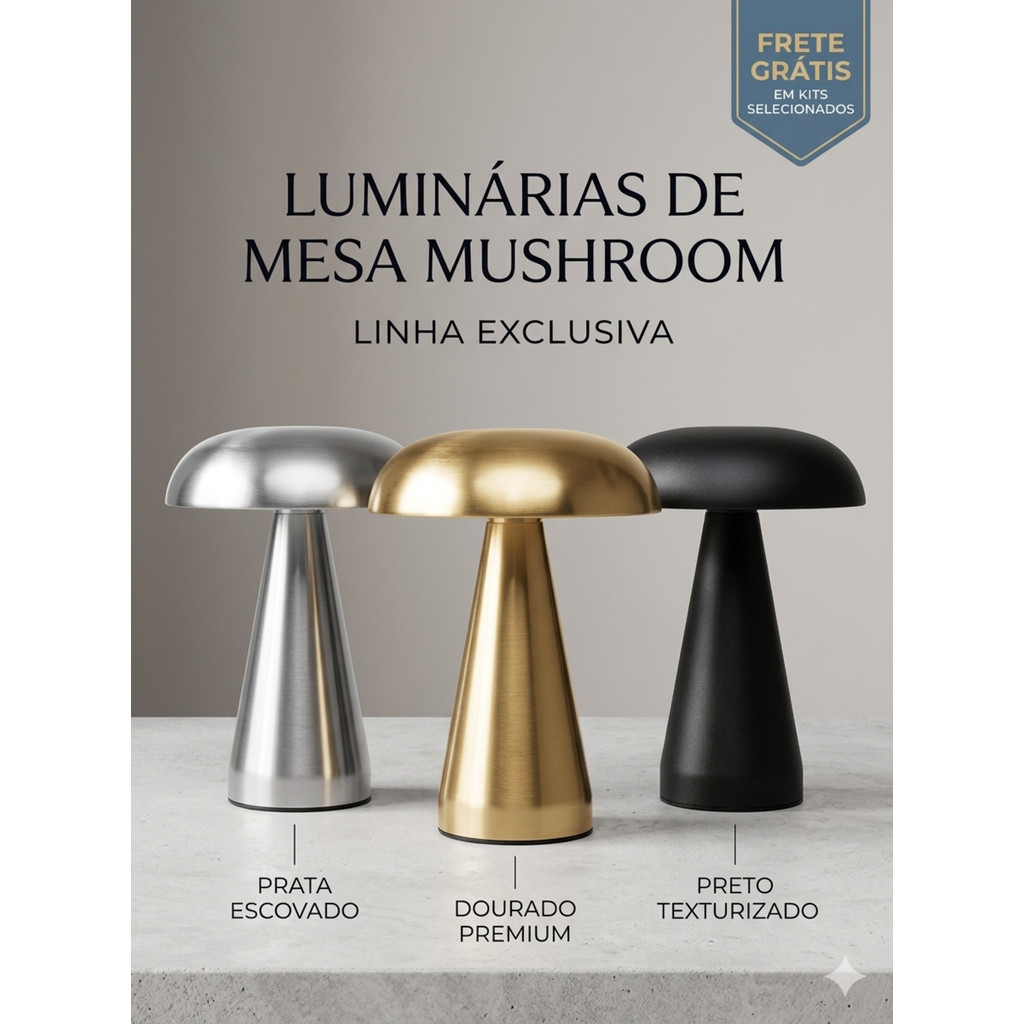 Luminária de Mesa Moderna Estilo Mushroom - Toque Seco e Elegante