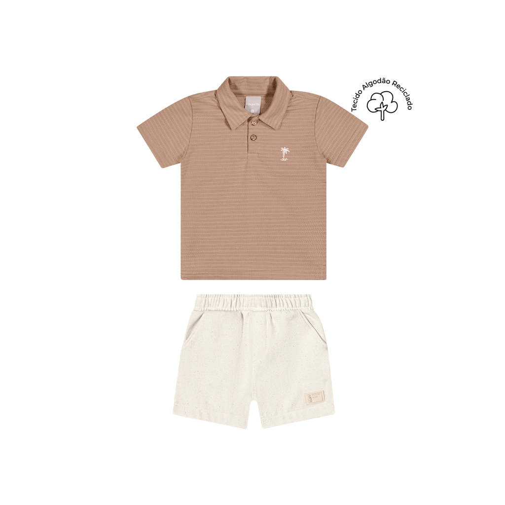 Conjunto Infantil Menino Polo Palmeira Colorittá Marrom