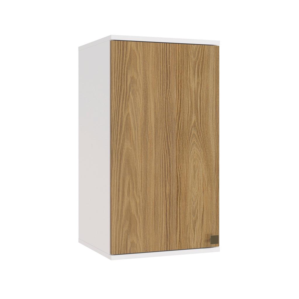 Armário Aéreo Celeste Kappesberg 100% MDF 1 Porta Branco/Nogueira 40cm