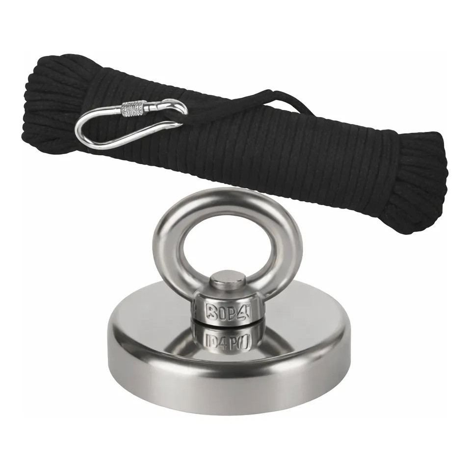 Imã De Neodimio Super Forte 60mm 130kg Pesca Com Corda 10m