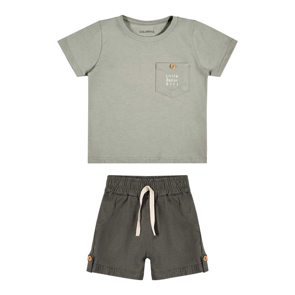 Conjunto Bebê Menino Náutico Com Bolso Colorittá Verde
