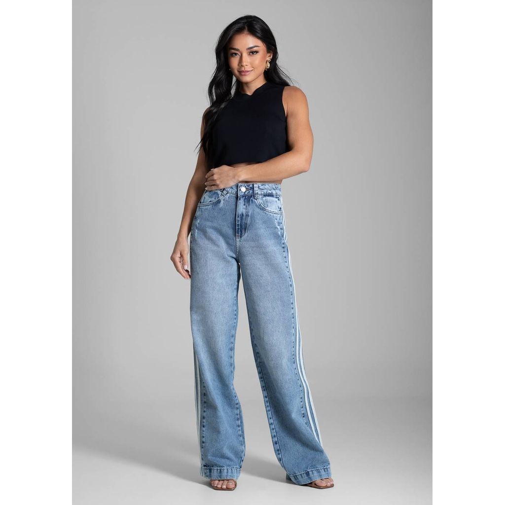 Calça Jeans Sawary Wide Leg - 281705 em Oferta na Shopee