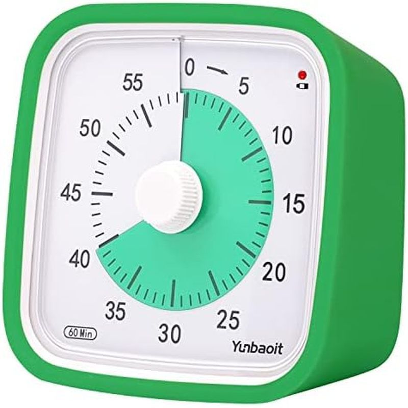 Temporizador Visual Yunbaoit com Estojo Protetor, Disco de Contagem Regressiva de 60 Minutos para Crianças e Adultos, Fe