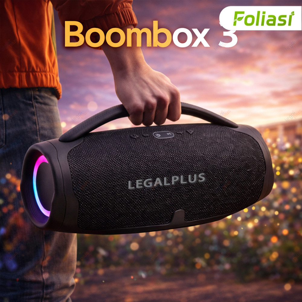 Caixa De Som Boombox 3 Bluetooth 23CM 70W Grave Forte Compacta Resistente Água Pen-Drive Aux