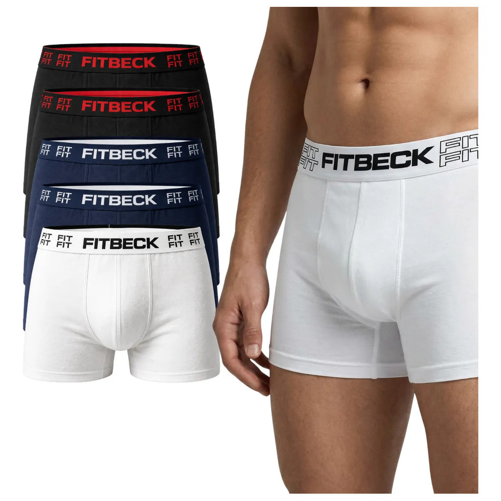 Kit 5 Cueca Boxer Algodão Premium Fitbeck Atacado