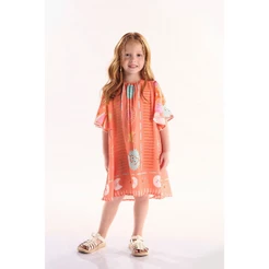 Vestido Infantil Manga Godê em Viscose Interestelar Três e Já