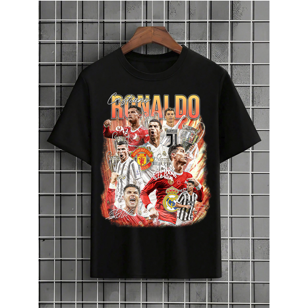 [Camiseta Premium em Algodão Puro]TT  Camiseta Masculina Camisa Cristiano Ronaldo Cr7 Momentos Jogador Futebol Envio