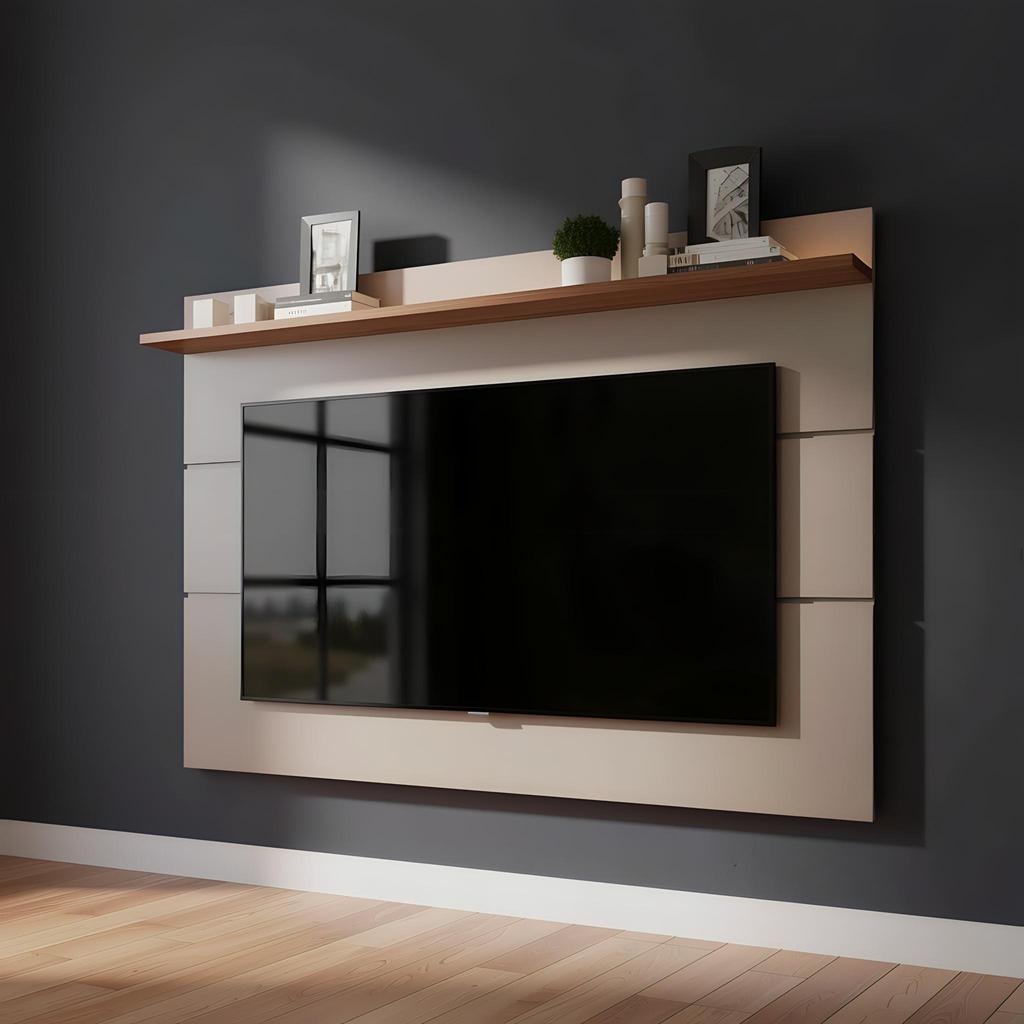 Painel Moderno Para TV Até 65 Polegadas Off White Freijó