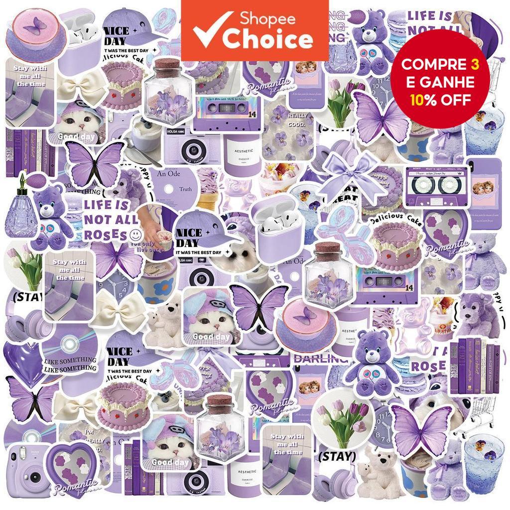 Roxo Dos Desenhos Animados Bonito Adesivos 50 Pçs Estéticos À Prova Dwaterproof Água De Telefone Portátil Para Escola Pe