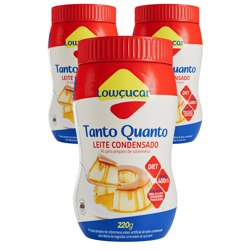 Kit com 3 Pó p/ Preparo de Leite Condensado Pote 220g- Lowçúcar
