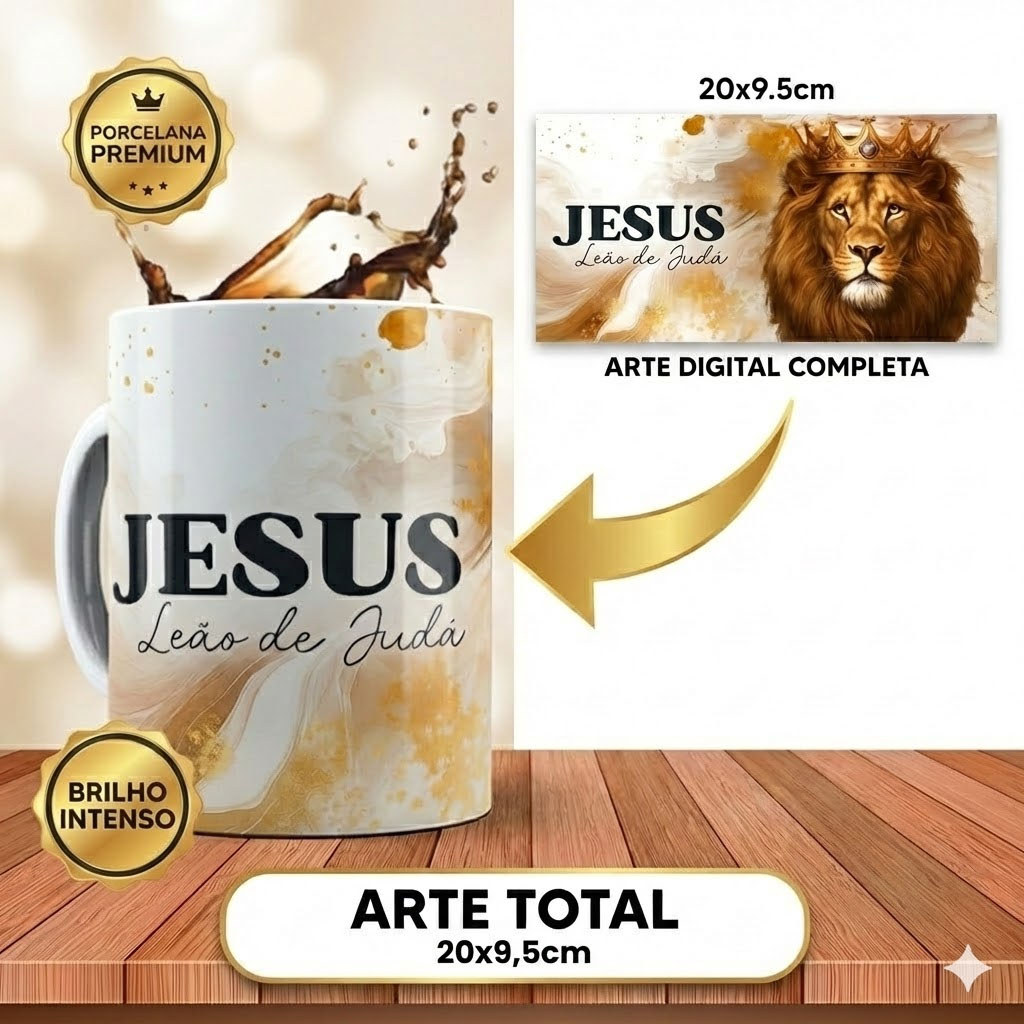 Caneca Personalizada Gospel Leão de Judá Jesus 325ml Porcelana Pascoa Presente Cristão Evangélico em Oferta na Shopee
