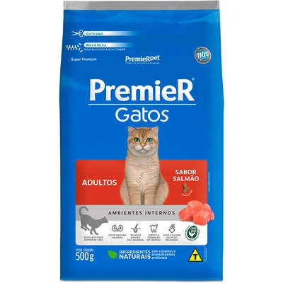Ração Premier Pet Gatos Adultos Ambientes Internos Salmão 500g