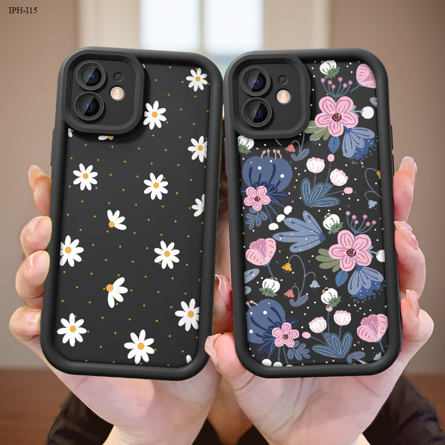 Capinha Capa de silicone Anti-impacto Flores de Daisy para iPhone XR 11 12 13 14 15 16 17 pro max plus case em Oferta na Shopee