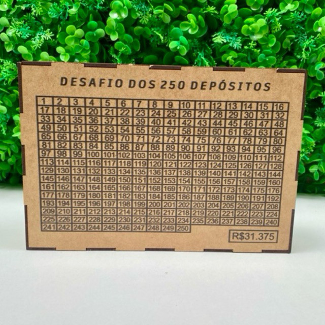 CAIXA COFRE DESAFIO PARA DINHEIRO EM MDF 250 DEPOSITOS em Oferta na Shopee