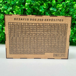 CAIXA COFRE DESAFIO PARA DINHEIRO EM MDF 250 DEPOSITOS em Oferta na Shopee