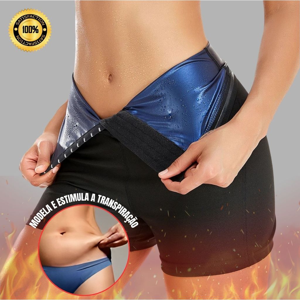 Bermuda Sauna Feminina com Forro Térmico que Estimula Transpiração e Auxilia Definição Corporal em Oferta na Shopee