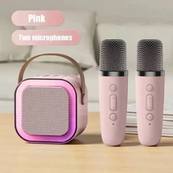 K12 Caixa de som sem fio com microfone Karaokê, Mini Alto-falante Bluetooth portátil de Karaoke com 1/2 Microfone