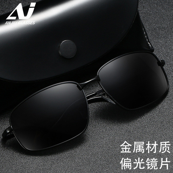 oculos de sol masculino Nova moda Metal polarizado óculos de sol High-End sentir quadrado óculos de sol condução dedicad