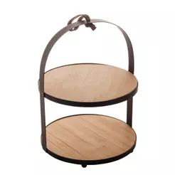 Suporte para Doces 2 Andares Lyor de Bambu Natural 26cm