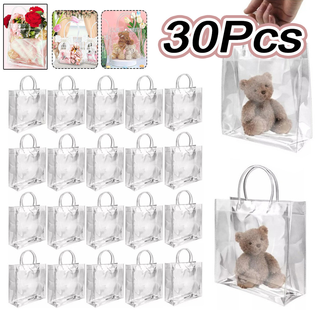 Kit 30 Unidades Reutilize Sacos De Presente Plástico Pvc 20*20*8CM em Oferta na Shopee