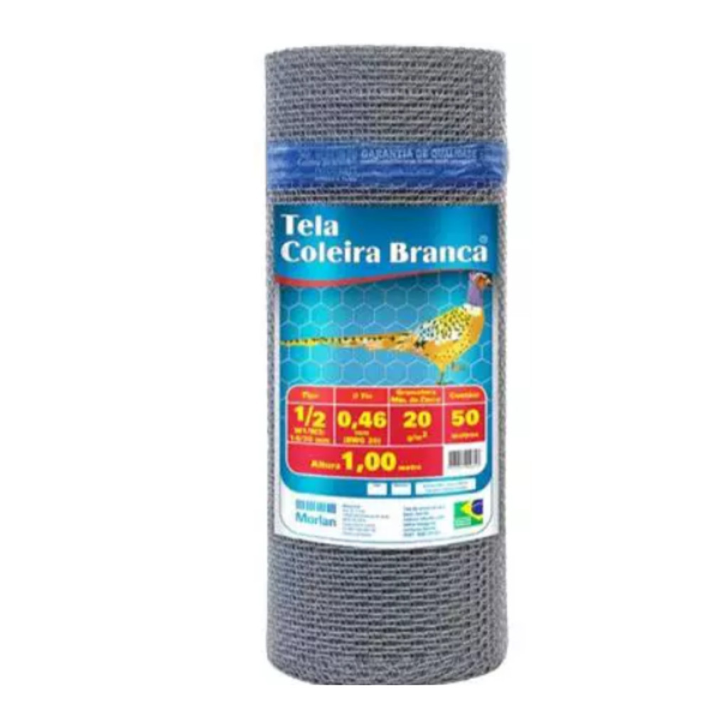 Tela Arame Passarinho Galvanizado Viveiro 26x1.0mx50m Morlan