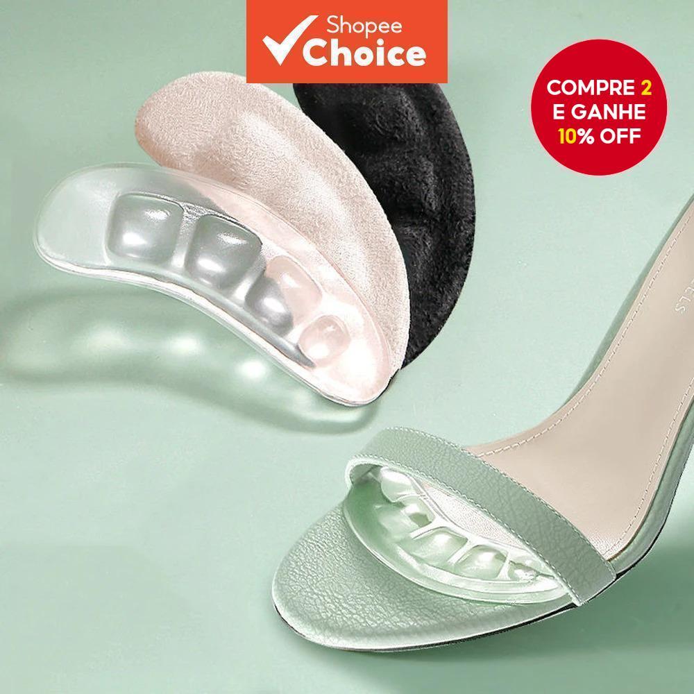 Palmilha Feminina Antiderrapante de Silicone com Massagem Macia e Absorção de Choque para Sandálias de Salto Alto