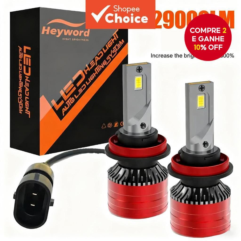 Heyword V13 3570 Chip 30000LM 100W 6000K H1 H7 H11 9005 9006 Farol LED Para Carro em Oferta na Shopee