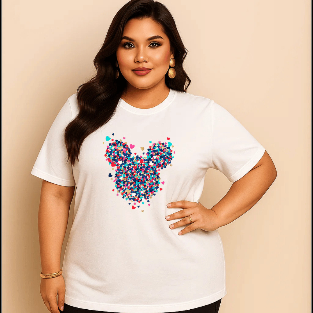 Camiseta Plus Size Feminina Estampada Do P Ao G5 Personagem Colorido Academia Treino 100% Algodão Premium Verão 01